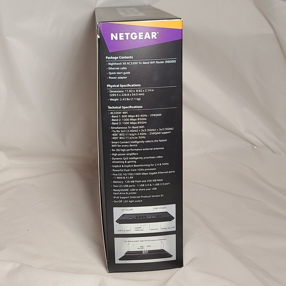 NETGEAR Nighthawk X6 AC3200 Tri-Band WiFi Router Model R8000 Pre-owned - Picture 13 of 16
